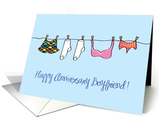 Anniversary, Boyfriend, undies hanging on clothesline card (664023)