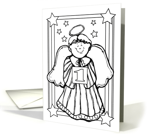 Christmas / For 1 yr. old, angel coloring card (680421)