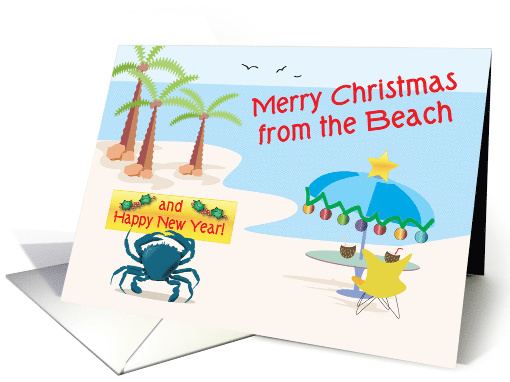 Christmas, Beach Theme, Crab, Palm Trees card (681110)