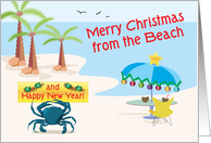 Christmas, Beach Theme, Crab, Palm Trees card