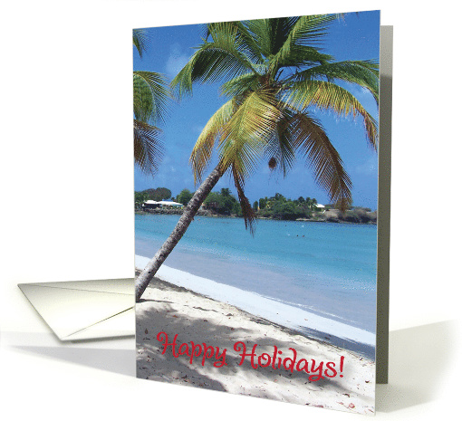 Christmas / Beach theme, palm tree, sand, water card (681118)