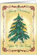 Christmas, To Nephew & Family, decorated tree card