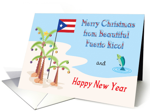 Christmas, Patriotic Puerto Rico, Beach card (701553)