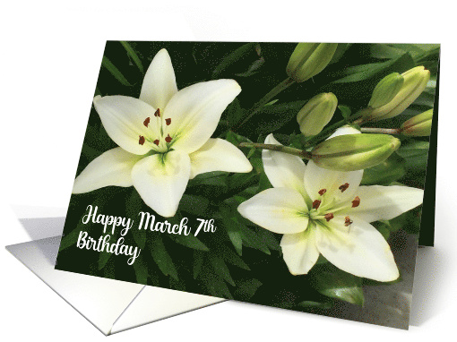 Birthdays On March 7th White Lilies card (731733)