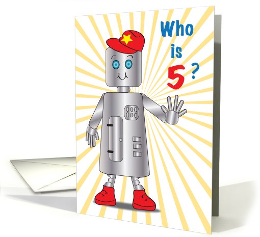 Birthday / 5 yrs. old, Robot card (737656)