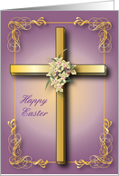 Easter, To Nephew & Family, gold cross card