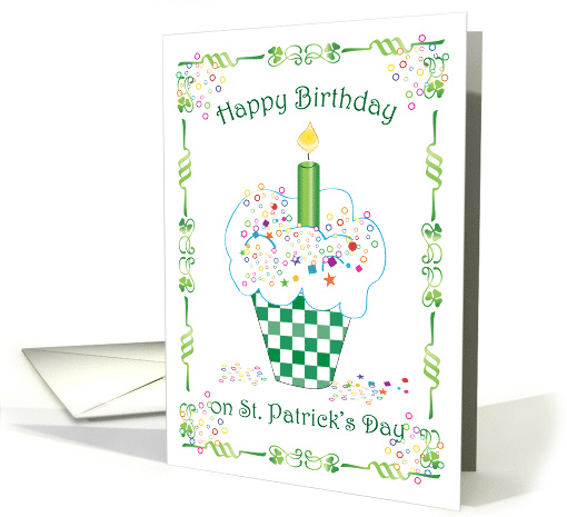 St Patrick's Day Birthday Cupcake card (758953)