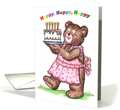 Birthday For 5 yrs. Old Bear Cake Candles card (769583)