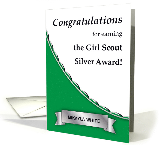 Congratulations Custom Name Girl Scout Silver Award card (779953)