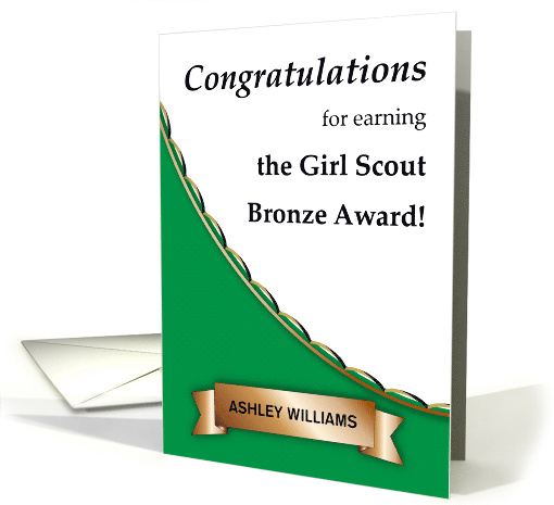 Congratulations Bronze Award Custom Girl Scouts card (780098)