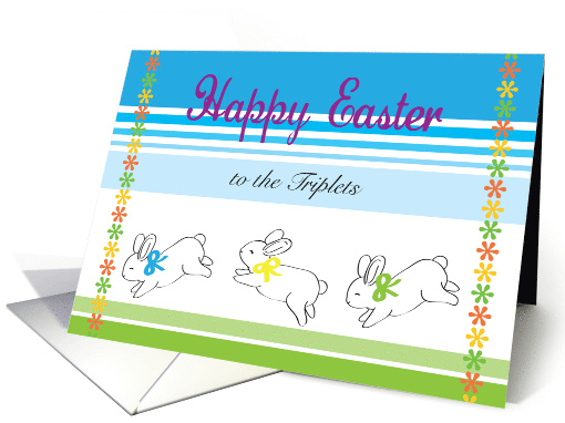 Easter To Triplets Jumping Bunnies card (780534)