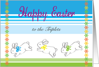 Easter To Triplets Jumping Bunnies card