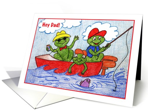 Father's Day / Frogs fishing, boat card (780548)