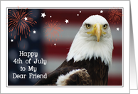 4th of July / To Friend, Bald Eagle with Fireworks card