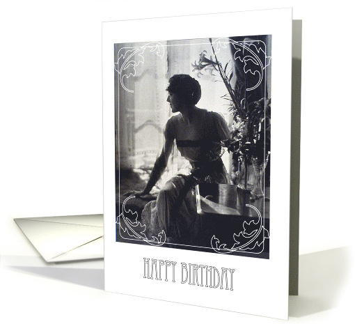 Birthdays For Lady Art Nouveau Black and White card (801636)