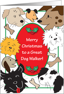 Christmas to Dog Walker, Bones, Holly card