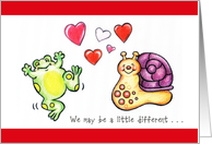 Happy Valentine’s Day, Sweetheart, happy frog and snail card