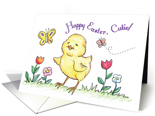 Easter to Granddaughter, chick card (853307)