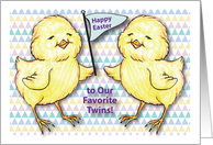 Happy Easter to Twins, chicks card