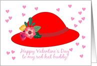 Valentine’s Day To Red Hat Friend Hearts card
