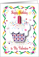 Valentine’s Day Birthday, cupcake card