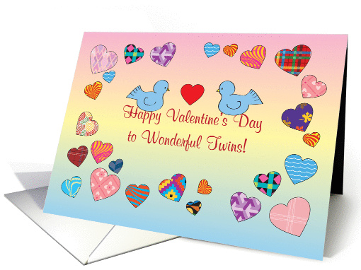 Valentine to Twins, bluebirds, hearts card (855840)
