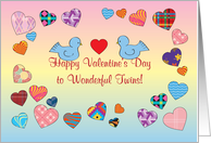 Valentine to Twins, bluebirds, hearts card