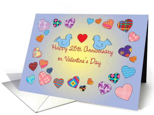 Valentine 25th Wedding Anniversary, Hearts card (855963)