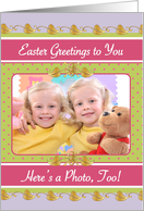 Easter / Photo Card, pink, green, lavender card