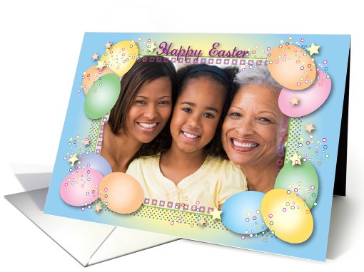 Easter / Photo Card, colored eggs, stars card (863782)