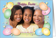 Easter / Photo Card, colored eggs, stars card