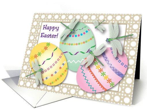 Easter / Dragonflies, decorated eggs card (864980)