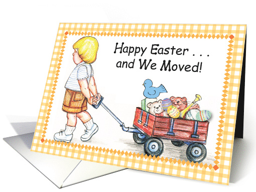 Easter We Moved Boy Wagon card (865233)