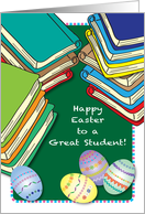 Easter / To student, books, decorated eggs card