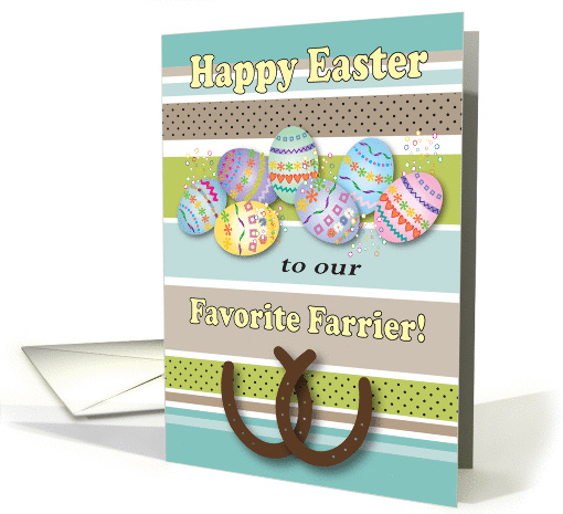 Easter / To Farrier, horseshoes, decorated eggs card (867286)
