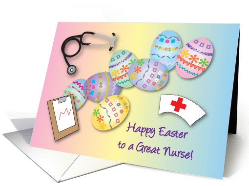 Easter / To Nurse, decorated eggs card (867838)