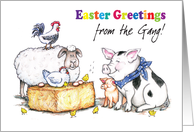 Easter / from the gang, farm animals card