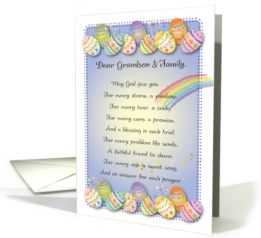 Easter / To Grandson & Family, prayer, decorated eggs card (868940)