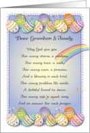 Easter / To Grandson & Family, prayer, decorated eggs card