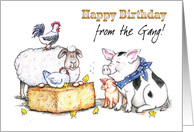 Birthday / Farm Animals, from the gang card
