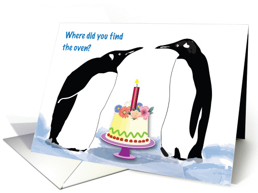 Birthday / Penguins, cake card (869155)