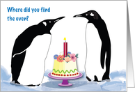 Birthday / Penguins, cake card