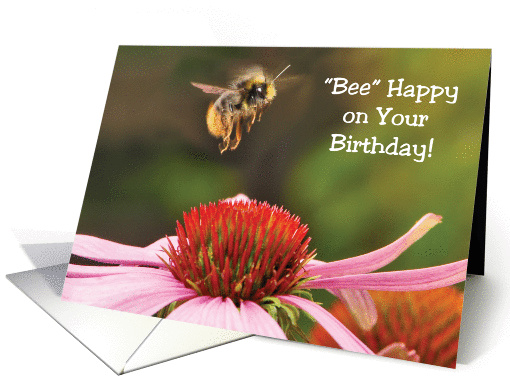 Birthday / Bee happy, bee, flowers card (869170)