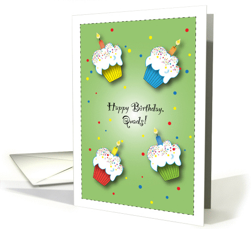 Birthday / For Quads, cupcakes card (869668)