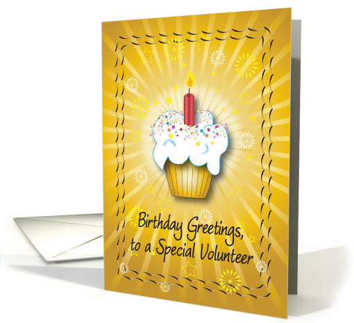 Birthday / For Special Volunteer, cupcake card (869845)