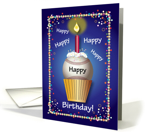 Birthday / For Baseball Fan, cupcake card (870063)