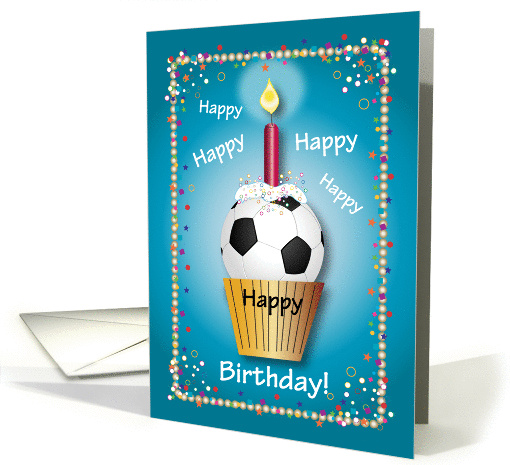 Birthday / For Soccer Fan, cupcake card (870072)