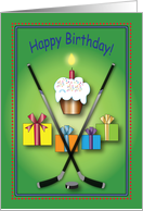 Birthday / To Ice Hockey Fan, sticks, puck card
