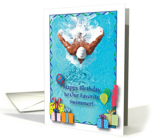 Birthday / To Swimmer, presents, balloons card (870506)