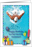 Birthday / To Swimmer, presents, balloons card